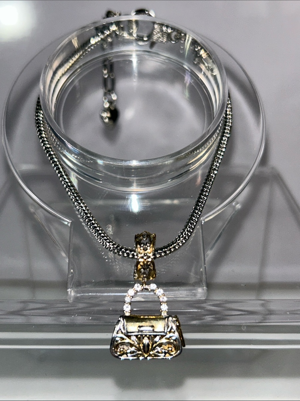 NWOT Gems En Vogue Palladium 18k Accent Euro Pandora Style Handbag Charm